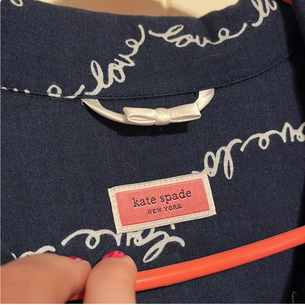 Kate Spade Navy Shirt with White Script - Picture 3 of 5
